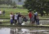 Puluhan Ribu Pompa Air Disiapkan Kementan untuk Mitigasi Kekeringan petani menggotong mesin pompa air